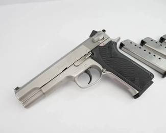 Make: Smith & Wesson
Model: 4506-1
Caliber: 45 Auto
Action: Semi
Barrel: 5
Bore: Shiny
Serial # VMM2760
Condition: Excellent
The Smith & Wesson Model 4506-1 is a third-generation semi-automatic pistol from Smith & Wesson 4500 series of handguns. The 4506 is chambered for the .45 ACP cartridge and features a 5” barrel and is sold with 3 magazines. The pistol is in excellent condition, showing minimal signs of use and wear. Please see photos. sold with 3 magazines. 