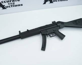 Make: American Tactical
Model: GSG-522
Caliber: .22 LR HV
Action: Semi
Barrel: 16
Bore: Shiny
Serial # A474595
Condition: Very Good
This 22 CAL rifle looks shockingly similar to the HK MP5SD and was all the rage prior to HK started to import their version to the US. This perfect little plinker has a rubber forend, adjustable front and rear sights and comes with (1) 22-round mag.