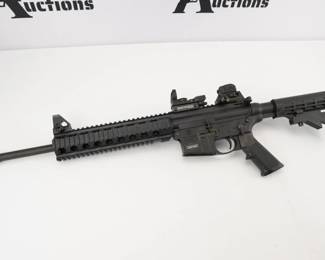 Make: Smith & Wesson
Model: M&P 15-22
Caliber: .22 LR
Action: Semi
Barrel: 18
Bore: Shiny
Serial # DYX5814
Condition: Excellent
A high performance tactical .22 outfitted with Magpul popular M-LOK system, the Smith & Wesson M&P 15-22 Sport Rim fire Rifle gives shooters customizable shooting performance. Compatible with most standard AR15 components and accessories, the M&P 15-22 Sport features a 10 "M & P slim hand guard with M-LOK slots, readily accepting a variety of M-LOK-compatible, after market accessories without removing the hand guard. The gun itself features a carbon steel barrel with a corrosion-resistant Armornite finish, a functioning AR-style rear charging handle, and shell deflector for added protection against accidental injury and enhanced performance. The rifle is in excellent condition and retains factory iron sights as well as an additional optic. The rifle is in excellent condition, showing minimal signs of use and wear.