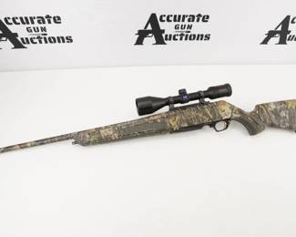 Make: BROWNING
Model: SHORT TRAC
Caliber: .270 WSM
Action: Semi
Barrel: 24
Bore: Shiny
Serial # 311MN03674
Condition: Excellent
Introduced in 1967, the gas-operated Browning BAR has proven to be a reliable and very successful semi-automatic sporting rifle. But, with development of the Winchester Short Magnum family of cartridges, Browning has made some radical aesthetic and ergonomic changes to the venerable BAR. The European-style walnut fore-end and contoured buttstock differentiate the ShortTrac from more traditional American-style BARs. The .270 WSM we received has a more angular fore-end that extends farther to the rear, covering the front of the lower receiver. There are pronounced ascending thumb grooves on either side of the fore-end, and the belly is checkered in an angular pattern. A sling swivel stud protrudes from the front of the fore-end. This rifle is adorn in a camo wrap and is in excellent condition, showing minimal signs of use and wear. 