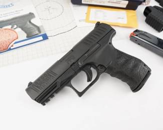 Make: Walther
Model: PPQ
Caliber: 40S&W
Action: Semi
Barrel: 4
Bore: Shiny
Serial # FAJ5889
Condition: Excellent
The Walther PPQ is a semi-automatic pistol developed by the German company Carl Walther GmbH Sportwaffen of Ulm for law enforcement, security forces and the civilian shooting market as a development of the Walther P99. This pistol is chambered .40 S&W and is sold with 2 magazines and a hard case. The pistol is in excellent condition, showing minimal signs of use and wear. 