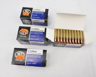 Make: FN
Model: 5.7x28 40 grain
Caliber: 5.7x28mm
200 rounds, 4 boxes of 50 Hornady V-Max.