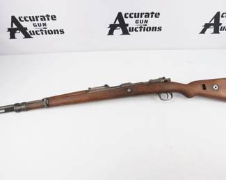 Make: J.P. Sauer und Sohn Geweh
Model: 98
Caliber: 8mm
Action: Bolt
Barrel: 24
Bore: Shiny
Serial # 1029
Condition: Excellent
J.P. Sauer und Sohn Gewehrfabrik Suhl (S/147) 8mm Mauser, S#1029, barrel, action, trigger guard & floor plate all match. Bolt S#3004 matches itself, blade front sight, tangent rear sight graduated to 2000m. Various pre war Eagle Waffenmant marking