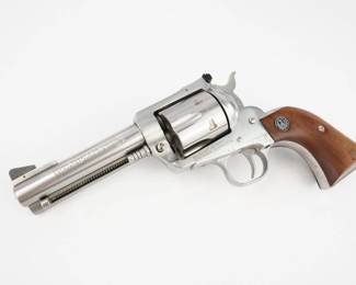 Make: Ruger
Model: NEW MODEL BLACKHAWK
Caliber: .357 MAGNUM
Action: SA
Barrel: 4
Bore: Shiny
Serial # 33-61931
Condition: Excellent
Crafted with timeless and traditional western-styling, this Ruger New Model Blackhawk is a single-action six-shot revolver chambered in .357 magnum. It boasts a hand-filling grip that has long been acknowledged as one of the most comfortable and natural pointing of any grip style. The cold hammer-forged barrel has ultra-precise rifling that provides exceptional accuracy and longevity, while the transfer bar mechanism and loading gate interlock to provide an unparalleled measure of security against accidental discharge. This American-made revolver is also equipped with ramp front and adjustable rear sights for target-grade accuracy. The revolver is in excellent condition showing minimal signs of use or wear. 