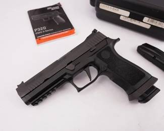 Make: SIG SAUER
Model: P320 XFIVE
Caliber: 9mmx19
Bore: Shiny
Serial # 58A182387
Condition: Excellent
Sig Saue's P320 XFIVE Legion Optics-Ready Full-Size Semi-Auto Pistol is a workhorse right out of the box. The slide features front and rear angled cocking serrations, adjustable Dawson Precision fiber-optic sights, and an optics cut where the rear sight sits. The TXG Tungsten-infused grip module brings the pistol to 43.5 oz. with an empty magazine; this gives you around 50% less muzzle flip according to Sig Sauer. The skeletonized Legion flat-faced trigger is up to 30% lighter. The detachable magwell aids in quick magazine changes and can be removed for better concealment. Comes with 2 mags and a case. This pistol is in excellent condition showing little signs of use and wear. 