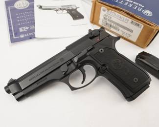 Make: Beretta
Model: 92FS
Caliber: 9MM PARA
Action: Semi
Barrel: 5
Bore: Shiny
Serial # BER462562
Condition: Excellent
2 mags, box