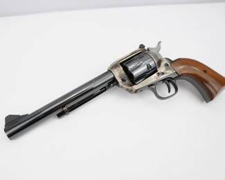 Make: Interarms
Model: Virginian Dragoon
Caliber: .44 Magnum
Action: SA
Barrel: 7.5
Bore: Shiny
Serial # 41880
Condition: Excellent
This revolver was originally made by Interarms, an outfit once located in Virginia and who were at one time the largest privately owned distributor of firearms in the entire world. Virginian Dragoons were built and sent from the assembly line between 1973 and 1984 and were offered in a number of different calibers and configurations, with this model chambered in .44 Magnum and featuring a 7.5 inch barrel. The revolver is in excellent condition, showing minimal signs of use and wear. 