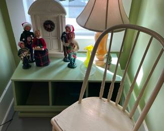 Shoe box with old painted chair