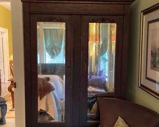 Victorian oak large armoire