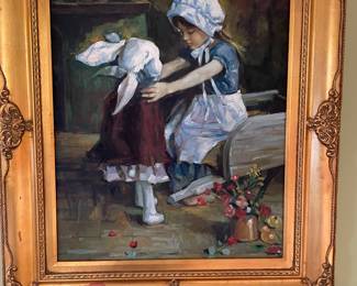 Little girl s oil painting