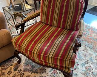 One of a pair Queen Anne mahogany armchairs