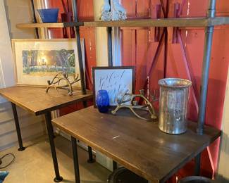 Two industrial desk /bookcase wall units