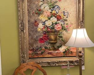 Peruvian artist Elizabeth Peña floral still life oil on canvas