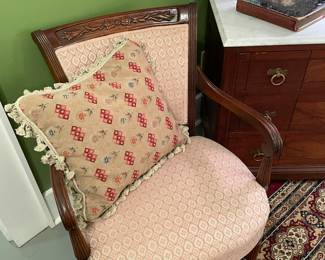 Sweet mahogany French upholstered armchair