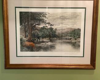 “Where Brook and River Meet” by B.W.Leader hand colored engraving