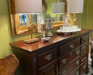 Kincaid mahogany chest and wonderful gold leaf mirror