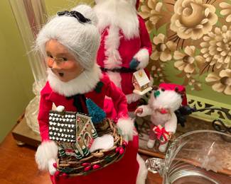 Byer’s red velvet Santa and Mrs. Clause with tole tray