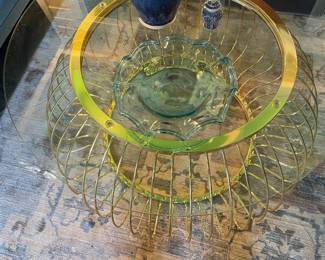 Contemporary brass and glass coffee table