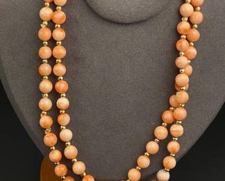 Vintage coral long necklace 28” long
