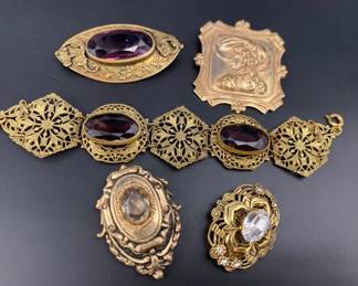 Vintage czech glass bracelet/brooch and more