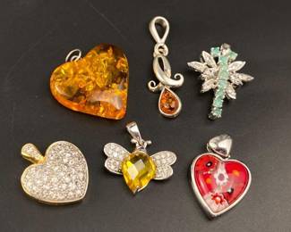 Sterling silver charms/pendants lot