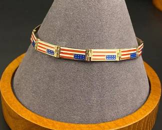 10k Gold American Flag Bracelet
