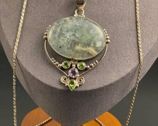 Large sterling gemstone pendant