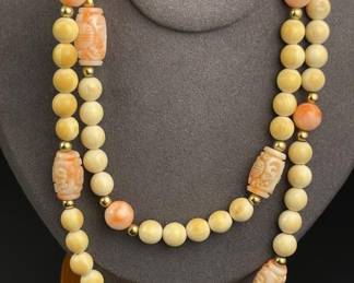 Vintage coral necklace 28” long