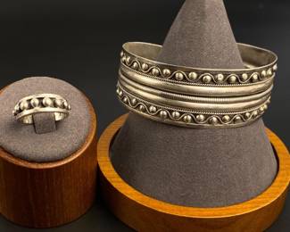 Sterling silver bangle and ring