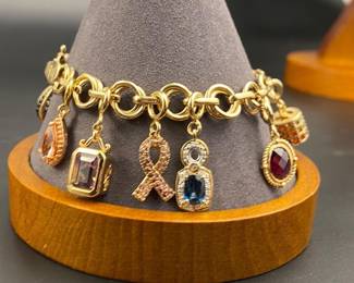 Sterling silver gold plated over charm bracelet