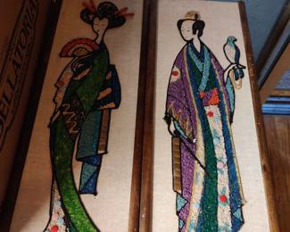 Vintage sand pictures approx 2' tall