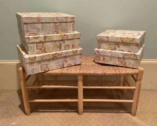 Natural Rattan Bench With Boxes