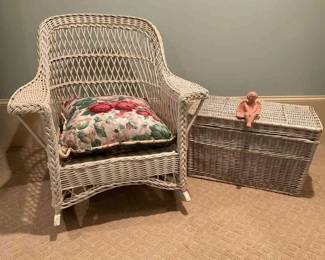White Wicker Chair And Trunk
