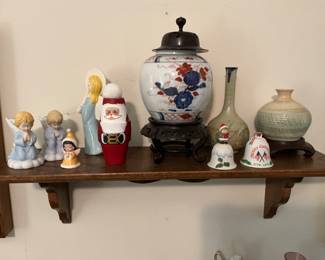 Shelf with angels & other decor