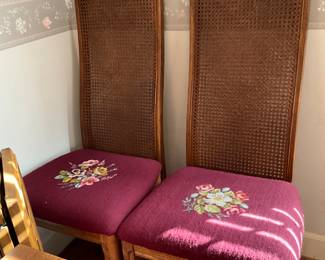 Close up of dining table chairs 