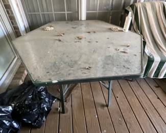 Patio table on inside deck