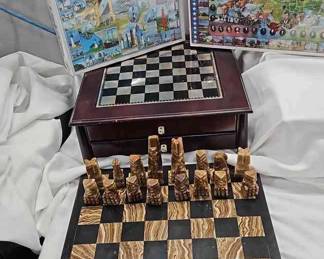 Vintage Hand Carved Chess Set And More