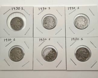 (6) 1930-S Buffalo Nickels