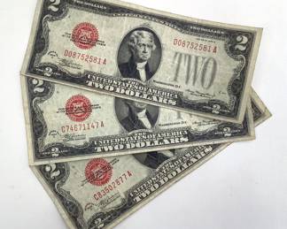 (3) 1928 D Red Seal $1 Legal Tender Notes
