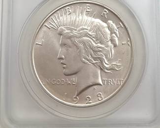 1923-D US Peace Silver Dollar ANACS AU55
