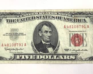 1963 $5 Red Seal Legal Tender Note