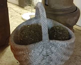 LARGE CAST STONE GARDEN BASKET/PLANTER
