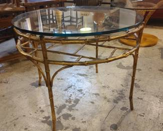 ITALIAN FAUX BAMBOO GILT METAL TABLE - 1960