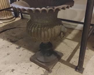 ANTIQUE CAST IRON URN