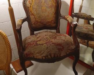 LOUIS XV STYLE TAPESTRY ARM CHAIR