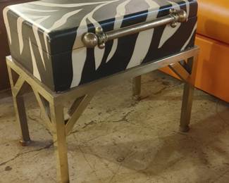 ZEBRA PAINTED BOX ON BRASS STAND