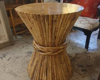 MCGUIRE ATTRIBUTED RATTAN SHEAF OF WHEAT TABLE BASE CIRCA 1970