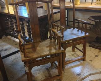 19TH CENTURY CHINESE YOLK BACK ARM CHAIRS