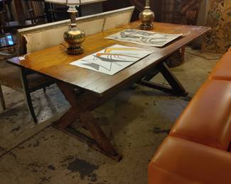1940's PINE SAWBUCK DINING TABLE