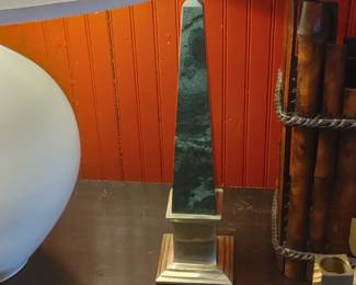 MARBLE/BRASS OBELISK
